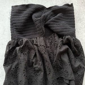 Knit/Lace Strapless Top